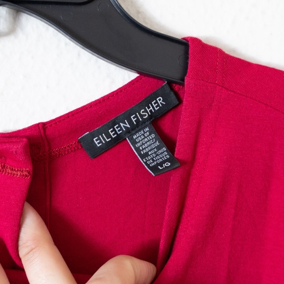 Eileen Fisher Red Jersey Dress Back Button - Picture 4 of 4